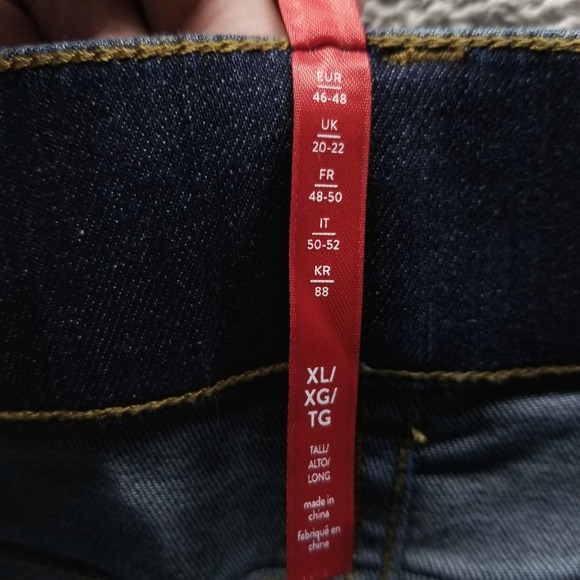 Spanx Jeans Womens XL Tall Blue Flare High Rise Dark Wash Stretch Shaping - Picture 4 of 11